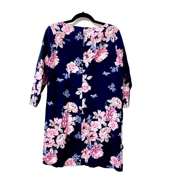 Old Navy - 3/4 Sleeve Navy Blue Shift Dress with Pink Florals - Picture 2 of 3